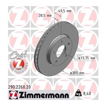 Zimmermann Brake Disc - Standard/Coated, 290226020 290226020